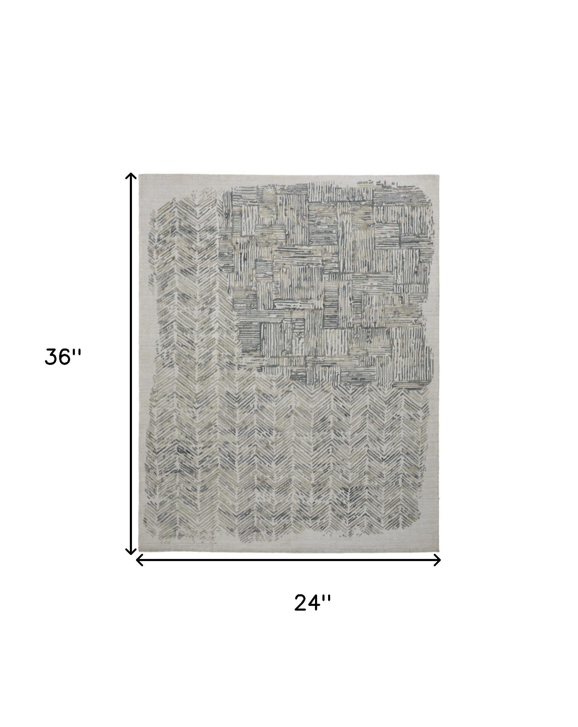 4' X 6' Green Blue And Ivory Abstract Hand Woven Distressed Area Rug