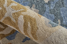 4' X 6' Gray Blue And Gold Wool Abstract Tufted Handmade Stain Resistant Area Rug