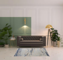 Blue Gray And Ivory Wool Abstract Tufted Handmade Stain Resistant Area Rug - 4' x 6'