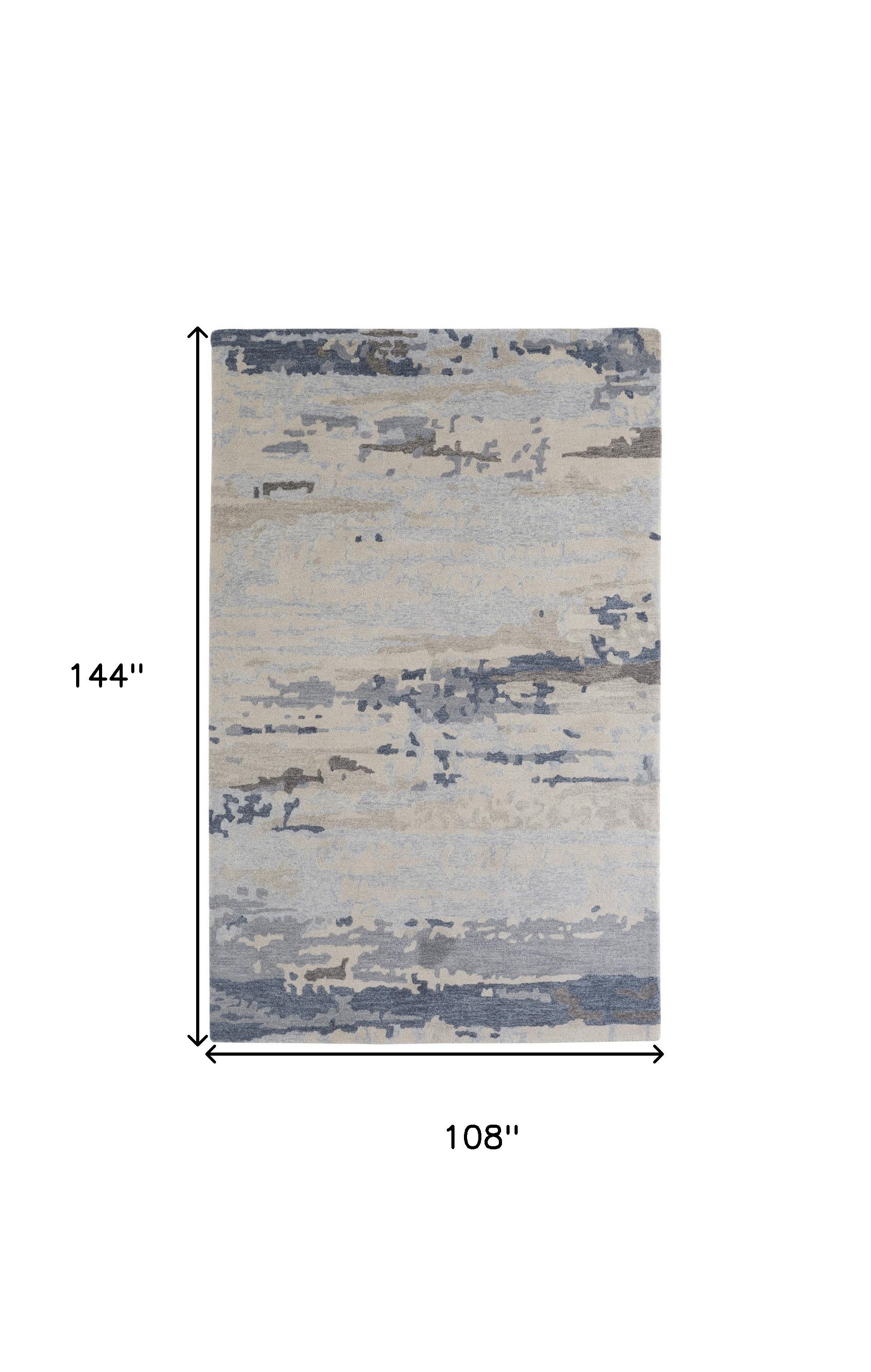 Blue Gray And Ivory Wool Abstract Tufted Handmade Stain Resistant Area Rug - 4' x 6'