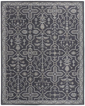 4' X 6' Blue And Gray Wool Floral Tufted Handmade Stain Resistant Area Rug