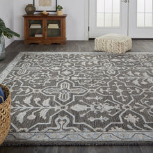 4' X 6' Blue And Gray Wool Floral Tufted Handmade Stain Resistant Area Rug