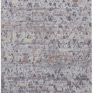 4' X 6' Gray Blue And Orange Abstract Power Loom Distressed Stain Resistant Area Rug
