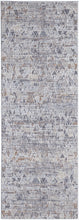 4' X 6' Gray Blue And Orange Abstract Power Loom Distressed Stain Resistant Area Rug