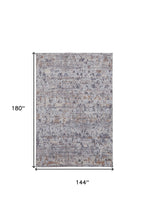 4' X 6' Gray Blue And Orange Abstract Power Loom Distressed Stain Resistant Area Rug