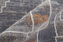 4' X 6' Blue Gray And Orange Geometric Power Loom Stain Resistant Area Rug