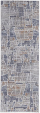 4' X 6' Blue Gray And Orange Geometric Power Loom Stain Resistant Area Rug