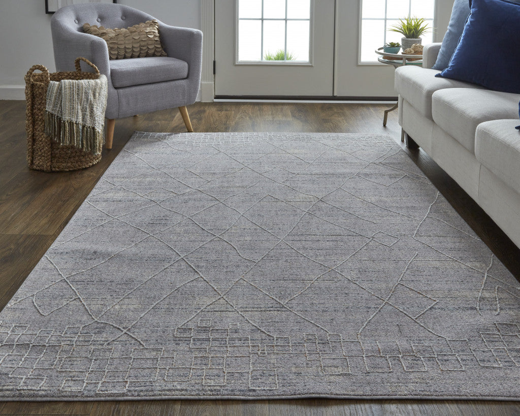 4' X 6' Gray Striped Power Loom Distressed Stain Resistant Area Rug