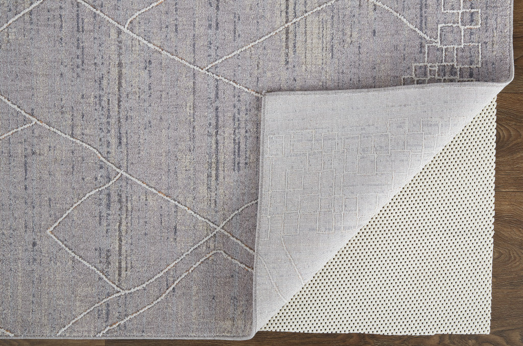 4' X 6' Gray Striped Power Loom Distressed Stain Resistant Area Rug