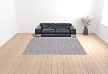 4' X 6' Gray Striped Power Loom Distressed Stain Resistant Area Rug