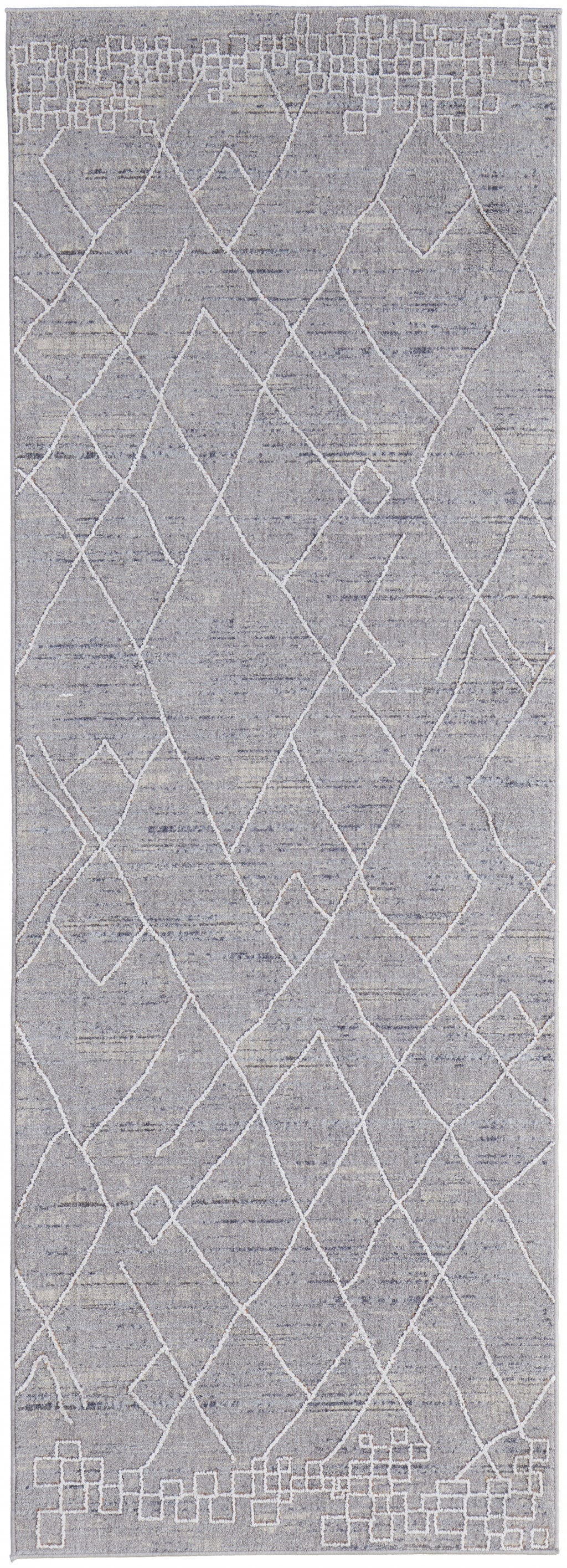 4' X 6' Gray Striped Power Loom Distressed Stain Resistant Area Rug