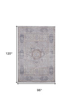 4' X 6' Gray And Ivory Floral Power Loom Distressed Stain Resistant Area Rug
