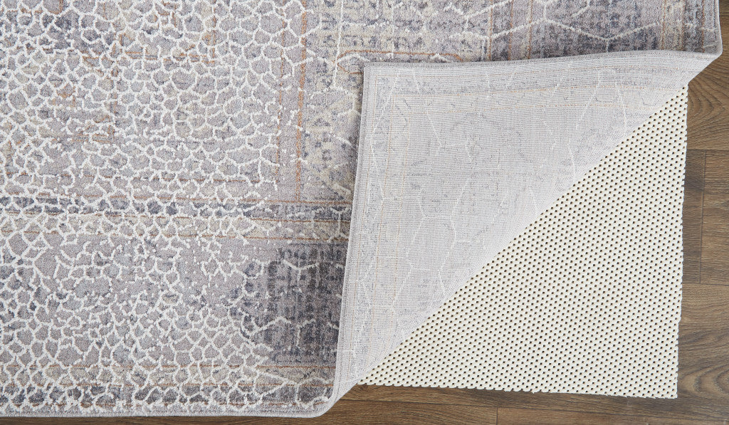 4' X 6' Gray And Ivory Floral Power Loom Distressed Stain Resistant Area Rug