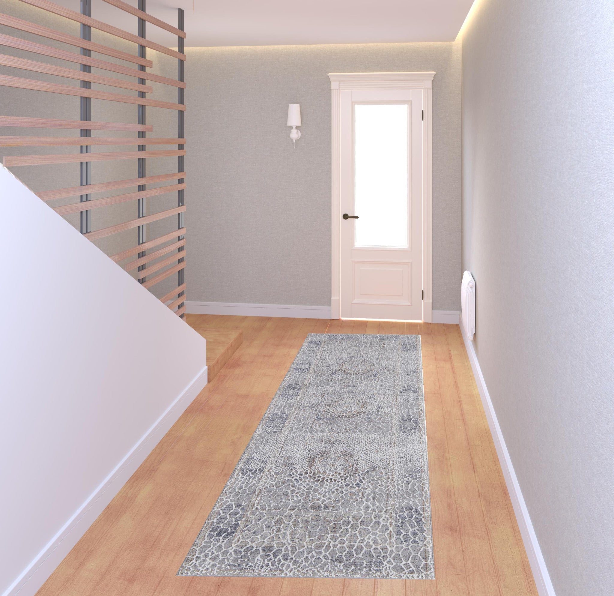 4' X 6' Gray And Ivory Floral Power Loom Distressed Stain Resistant Area Rug