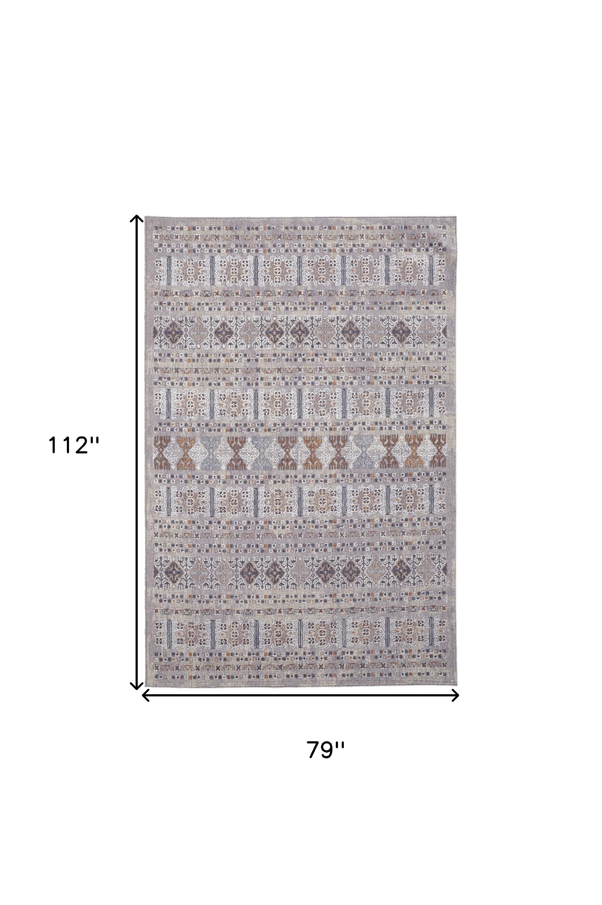 4' X 6' Orange Gray And White Geometric Power Loom Distressed Stain Resistant Area Rug