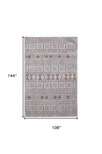 4' X 6' Orange Gray And White Geometric Power Loom Distressed Stain Resistant Area Rug