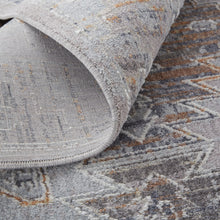 4' X 6' Gray Orange And Blue Geometric Power Loom Distressed Stain Resistant Area Rug