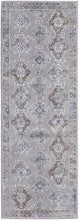 4' X 6' Gray Orange And Blue Geometric Power Loom Distressed Stain Resistant Area Rug