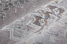 4' X 6' Gray Orange And Blue Geometric Power Loom Distressed Stain Resistant Area Rug