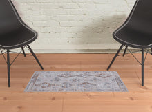 4' X 6' Gray Orange And Blue Geometric Power Loom Distressed Stain Resistant Area Rug
