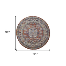 Taupe Gray And Blue Floral Stain Resistant Area Rug - 5' x 8'