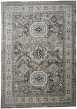 5' X 8' Gray Brown And Blue Floral Stain Resistant Area Rug