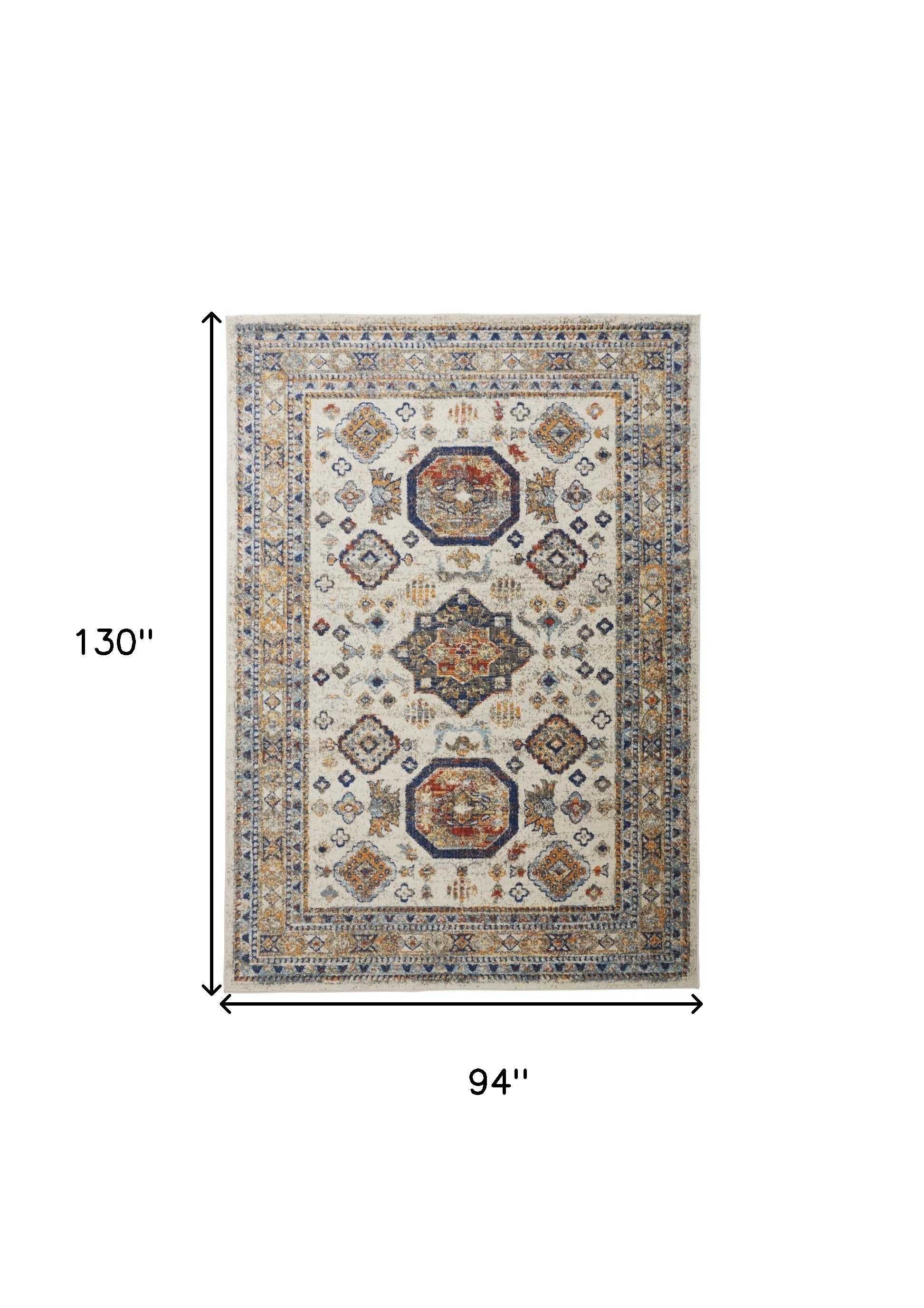 5' X 8' Gray Brown And Blue Floral Stain Resistant Area Rug