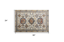 5' X 8' Gray Brown And Blue Floral Stain Resistant Area Rug