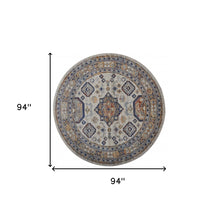 5' X 8' Gray Brown And Blue Floral Stain Resistant Area Rug