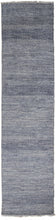 8' X 10' Blue And Gray Wool Striped Hand Knotted Area Rug