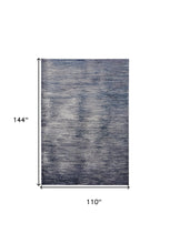 Blue Gray And Ivory Striped Power Loom Distressed Area Rug 4' x 6'