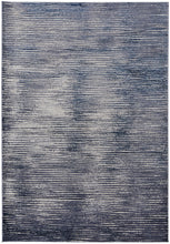 Blue Gray And Ivory Striped Power Loom Distressed Area Rug 4' x 6'