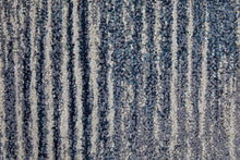 Blue Gray And Ivory Striped Power Loom Distressed Area Rug 4' x 6'