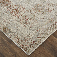 5' X 8' Tan Ivory And Orange Floral Power Loom Distressed Area Rug With Fringe