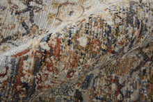 Tan Orange And Blue Floral Power Loom Distressed Area Rug With Fringe - 5' x 8'