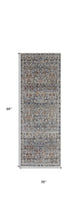 5' X 8' Tan Blue And Orange Floral Power Loom Distressed Area Rug With Fringe