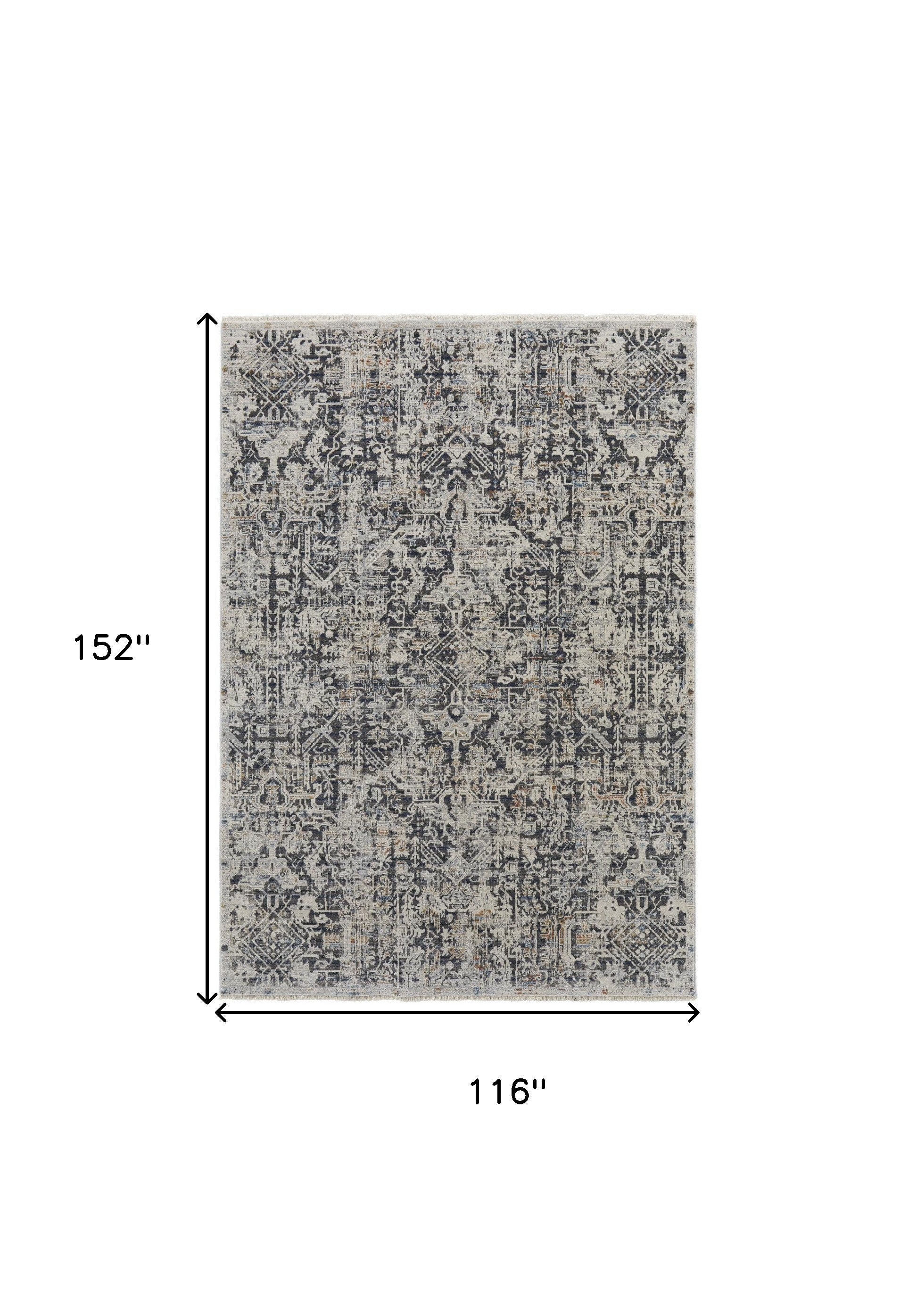 5' X 8' Ivory Gray And Taupe Abstract Power Loom Distressed Area Rug With Fringe