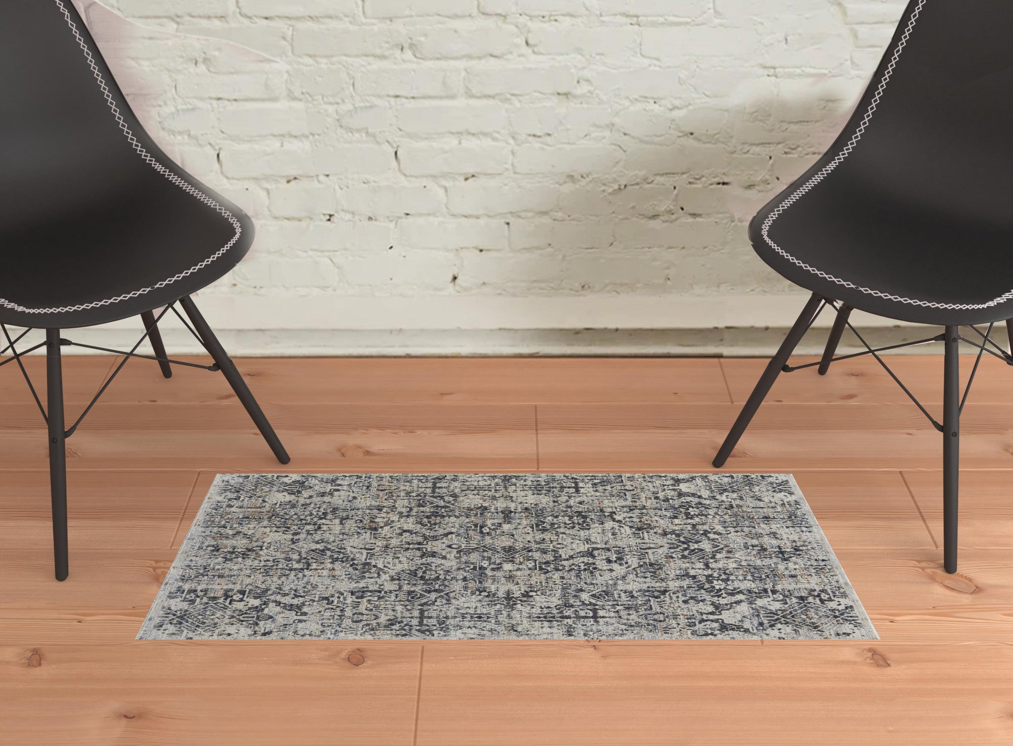 5' X 8' Ivory Gray And Taupe Abstract Power Loom Distressed Area Rug With Fringe