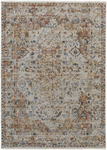 5' X 8' Tan Ivory And Orange Floral Power Loom Area Rug With Fringe