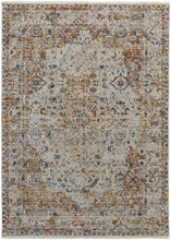 5' X 8' Tan Ivory And Orange Floral Power Loom Area Rug With Fringe