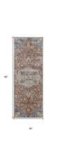 5' X 8' Orange Ivory And Blue Floral Power Loom Area Rug With Fringe