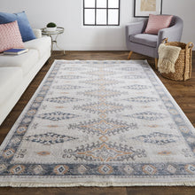 4' X 6' Gray Blue And Orange Floral Stain Resistant Area Rug