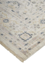 4' X 6' Tan Ivory And Blue Floral Stain Resistant Area Rug