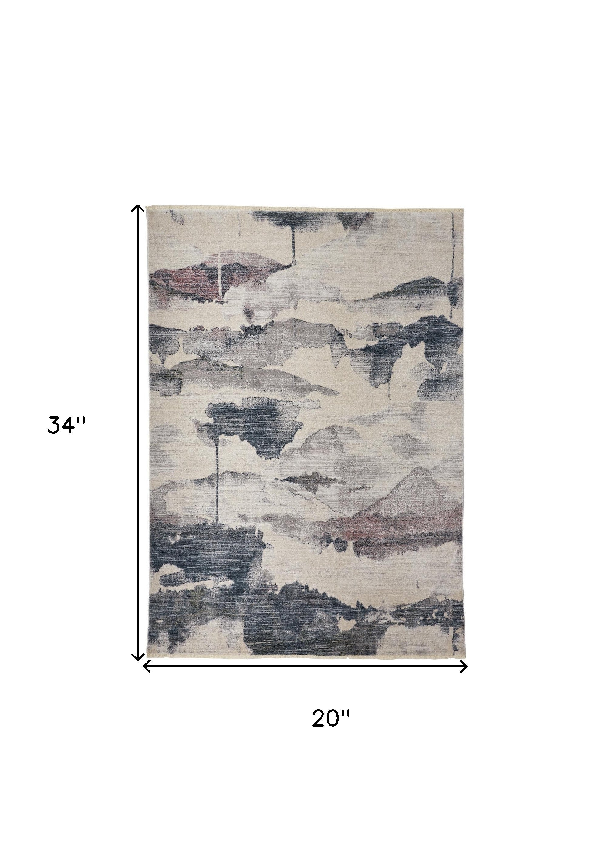 5' X 7' Ivory Blue And Pink Abstract Stain Resistant Area Rug