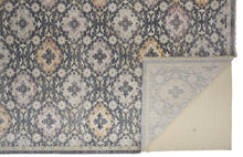 Blue And Gold Floral Stain Resistant Area Rug - 4' x 6'