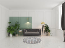 Blue And Gold Floral Stain Resistant Area Rug - 4' x 6'