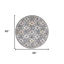 Blue And Gold Floral Stain Resistant Area Rug - 4' x 6'