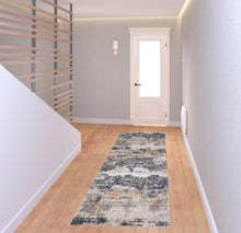 4' X 6' Blue Gray And Ivory Abstract Stain Resistant Area Rug