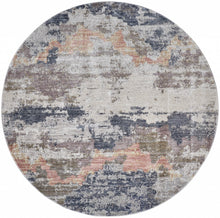 4' X 6' Blue Gray And Ivory Abstract Stain Resistant Area Rug
