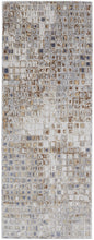 4' X 6' Tan Ivory And Blue Geometric Power Loom Distressed Area Rug